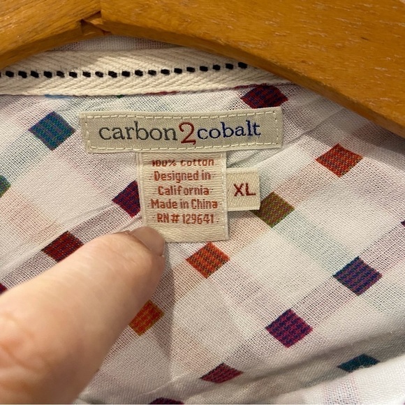 Carbon 2 Cobalt XL Button Down Shirt White Color Blocks - Picture 4 of 11